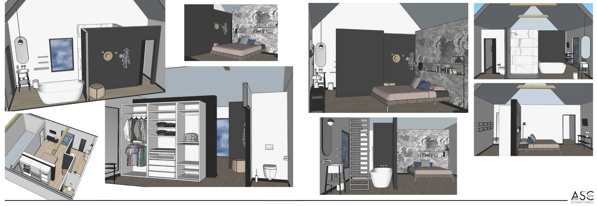 Visuels 3D pour une suite parentale à Belle en Mer par Anne Solenn Chérat, Décoratrice UFDI sur Lorient, Vannes, Pontivy